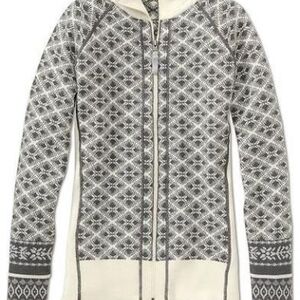 Athleta Cream and Gray Patterned Sweater